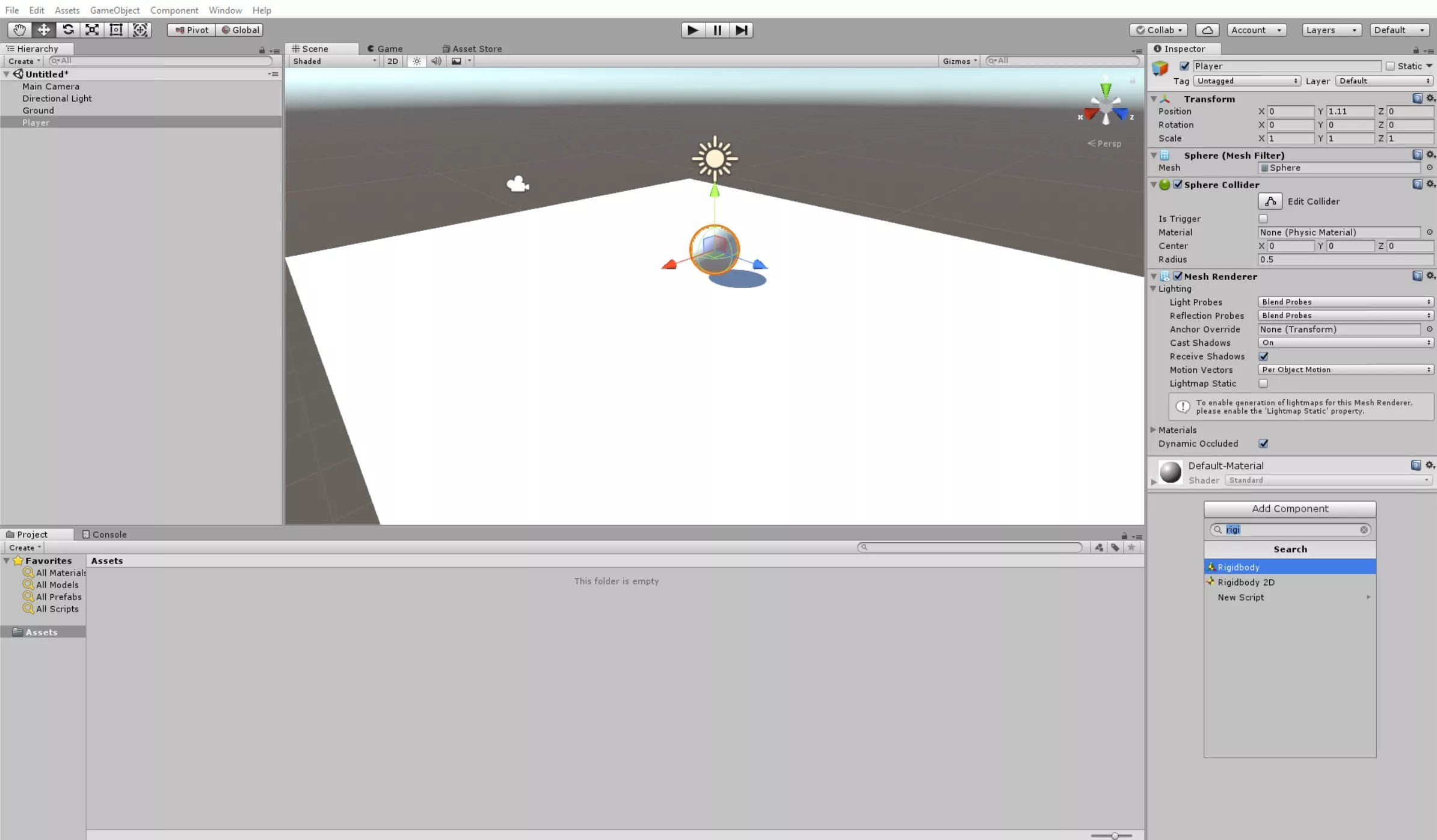 Player movement in Unity with Rigidbodies and Colliders